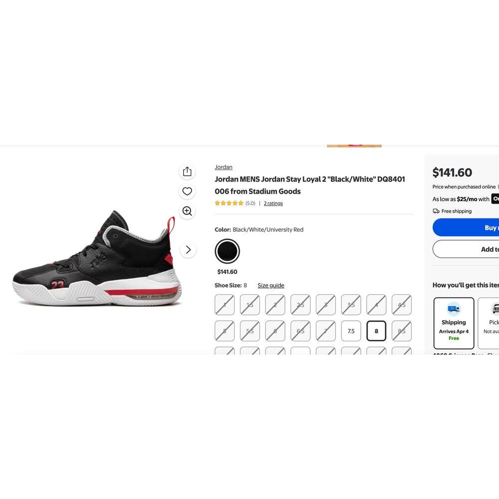 Sze 10.5 Men Nike Jordan Stay Loyal 2 Black White Red Jumpman Basketball Sneaker - Picture 10 of 11